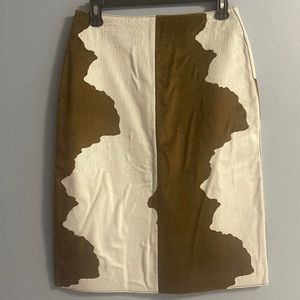 Rem Garson Cow Print Brown White Leather Skirt Size: 4